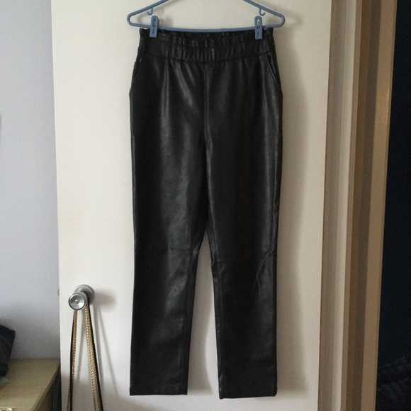 JOE'S JEANS Black Faux Leather Elasticized Waist Pants M - Picture 1 of 7
